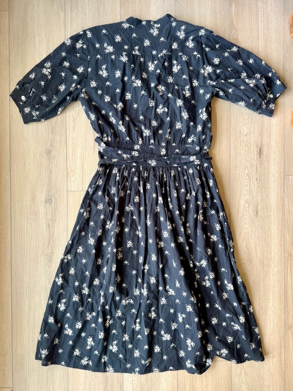 Warm NYC Montessori Dress Black Floral sz 2(6-8US) Cotton Button Front Midi EUC - Picture 8 of 16